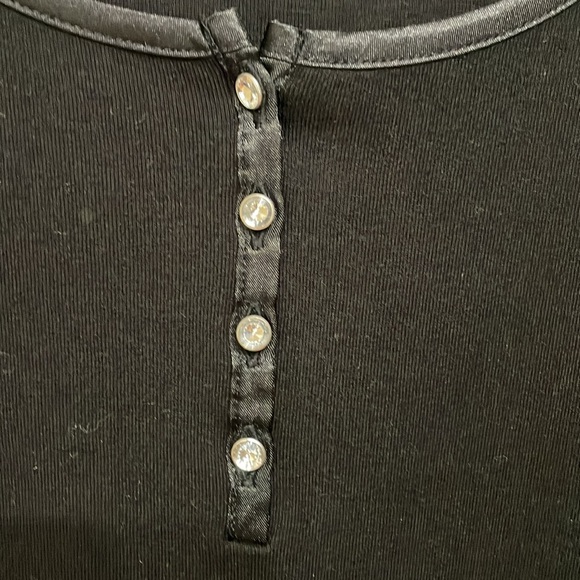 Chico’s Additions, size 2 (12/14). Black Long Sleeve Tee/ rhinestone buttons - Picture 3 of 6